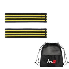 NAYASTYLE 居家訓練瑜珈深蹲彈力帶 2入 + 專用收納袋組合 YGYP-260-3PU, 黃色