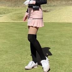 BAILY WHITE 防紫外線雙色假過膝高爾夫球襪, 膚色 + 黑色