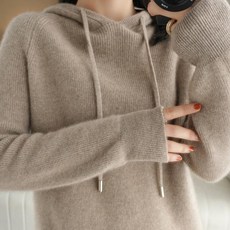 soleil 女性保暖羅紋寬鬆連帽針織衫