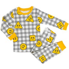 Maykids 童款格紋幾何圖形20支棉長袖居家服套裝