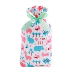 Inp 生日動物緞帶禮物袋 中 15 x 23 cm 底部 7 cm, 25個, 混和顏色