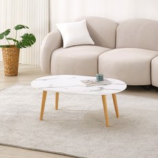 조은세상 코넬 LPM 타원 접이식 테이블, 마블(내추럴다리)