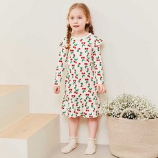 mollimelli friends 女童櫻桃荷葉邊連身睡衣