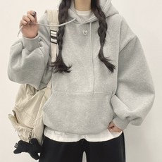 위드후이린 여성용 포근 양기모 루즈핏 후드티