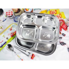 韓國製 Vroom Vroom 可堆疊不鏽鋼餐盤 5格 2入, 單一顏色, 2個