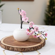 플라워트리 조화 봄날 자갈위 한그루 매화 화분 세트 21 x 22 cm, 핑크, 1개