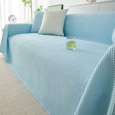 지앤와이 와플 엠보싱 쿨링 소파커버 블랭킷, 블루, 1개