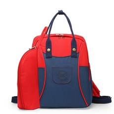 JH Company 雙色線條多功能後背包, 紅色