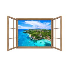 스위트 스페이스 3D입체 풍경 액자형 창문스티커, 8 브라운