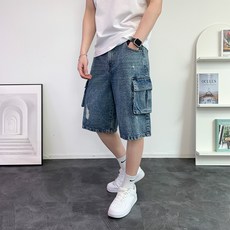 CONFIAR 男性刮痕工作丹寧牛仔短褲 TC0431