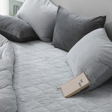 taccatacca 素色超細纖維固定帶床墊, 灰色