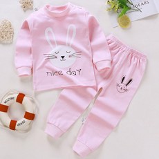 JOY MULTI 孩童粉色兔子造型居家長袖上衣+長褲