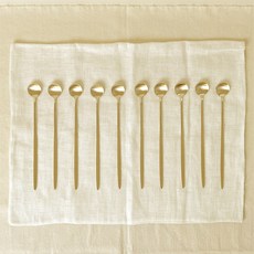 놋향 방짜유기 롱 티스푼 머들러, 골드, 10개