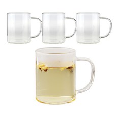 Samho Glass 耐熱玻璃手柄玻璃馬克杯 420ml mug cup-3, 4個, 單一顏色