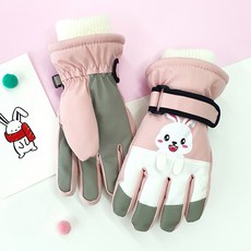 woojooi 女童款冬季兔子造型觸控鋪棉手套組