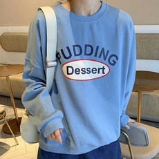 푸딩 디저트 라운드넥 레터링 임산부 맨투맨