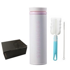 스타벅스 JNO 오텀 레터 보온병 + 세척솔 세트, 핑크, 500ml, 1개