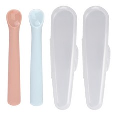 Dailylike BonBon 寶寶副食品湯匙組, 粉紅色 + 天空藍, 第一階段 5~7個月, 1組