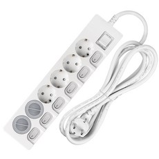 Sweet Home 獨立開關集成省電多抽頭 6 端口 + 安全蓋 2p, 3m, 單一顏色, 1套