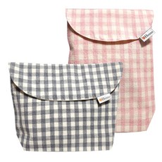 Hwamo Baby 經典格紋防水尿布包兩件組, 灰色 + 粉紅色