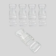 彩色 塑膠 插扣 + 織帶調整環 組 25mm, 1組, 透明