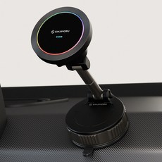 신지모루 360도 LED 8색 앰비언트 맥세이프 차량용 고속 무선충전 진공흡착 거치대 송풍구형 + 흡착형 세트, 블랙, 1세트 블랙, 1세트