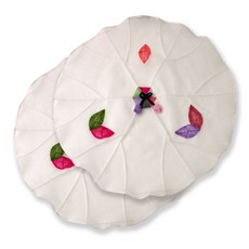 happytool 樹葉苧麻拼布餐桌罩 白色, 2個