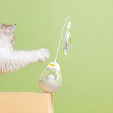 요기쏘 반려동물 깃털 서킷 오뚝이 장난감, 화이트, 1개