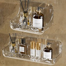 PEONIST 壓克力無痕壁掛式多用途浴室置物架 x 2件組, 1套, 透明