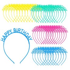 PARTYSHOW PVC 生日彩色頭帶 4件套, 黃色、綠色、藍色、Puccisha, 10套