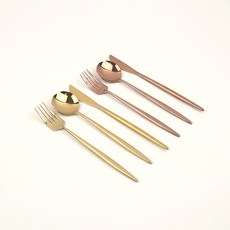 몽블랑 로얄 디아망 2인 양식 커트러리 세트, 골드, 로즈골드, 1세트, 디너나이프 2종 + 디너스푼 2종 + 디너포크 2종