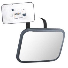 Merry bon 汽車座椅角度可調後視鏡+遮陽罩, 1組, 黑色