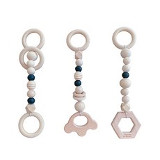 따뜻한 우드 구슬 캐릭터 펜던트 벽장식, 블랙