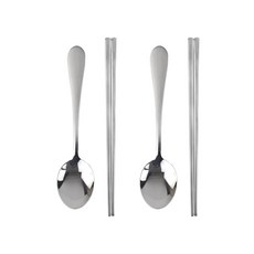 kitchen U 兒童不鏽鋼餐具組, 單一顏色, 湯匙 + 筷子, 2套