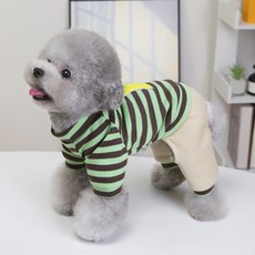 PASTEL PET 寵物字母條紋連身衣, 綠色, 1個