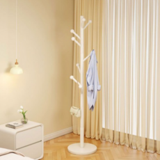 Dsenyu 易於組裝的木質圓盤形衣架 173 x 38 x 38cm, 白色