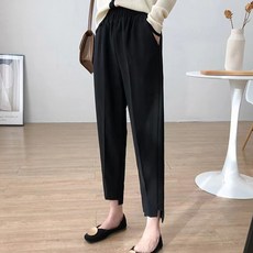 페이퍼먼츠 여성용 보엘 밴딩 트임 빅사이즈 9부 슬랙스 12043