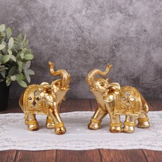 黃金大象擺件 2入
