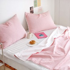 CASA VERDE Will 條紋紗染棉雙面被, 玫瑰粉