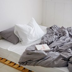 CASA VERDE 時尚條紋棉質被套, 灰色