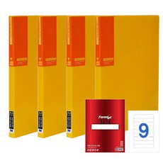 Formtec A4 圖標透明文件 HH2587 40 張 x 4p + Formtec 3624 文件索引標籤 20 張套組, 黃色的, 1套