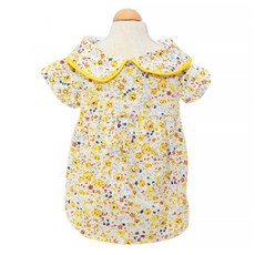 Market A 寵物荷葉邊碎花洋裝, 黃色