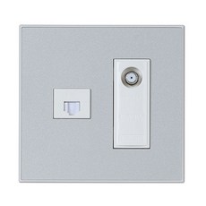 TILINS 網路 8p 1孔 CATV 3路插座 雙聯盒用 白銀色, 1個