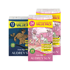 AUDREY SUN Greenway超吸水潔翼型衛生棉 M號 24入 2包+夜用型 12入, 1套