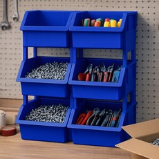 보노하우스 워크박스 부품 공구 수납함 블루, 6개