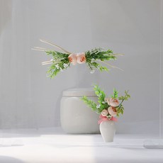 自然風納骨塔花圈 + 附著式花瓶, 蜜桃色, 1個