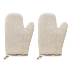 厚款亞麻烘焙手套, 淺褐色的, 2個