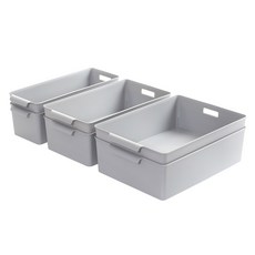 BELLAHOUSE 素色收納盒 L號 2入+M號 2入+S號 2入, 灰色