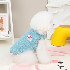 파스텔펫 반려동물 플라워라인 플리스 조끼, 블루, 1개