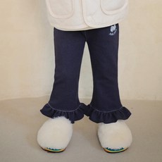 mollimelli 女童圓形蝴蝶結斜紋靴型褲